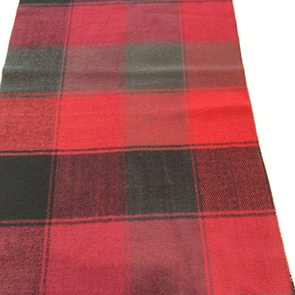 Red and green plaid hundred percent cashmere scarf made in Scotland